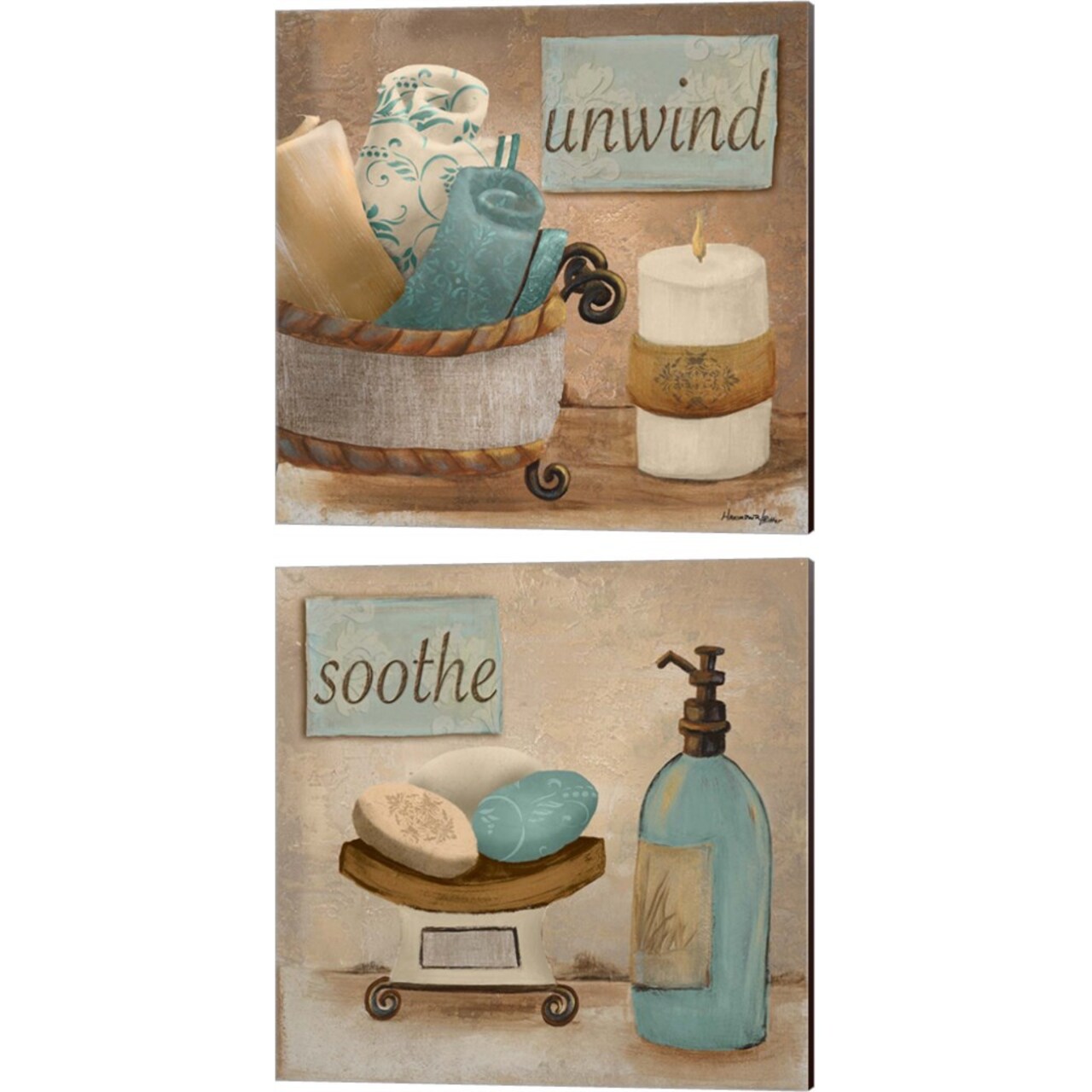 Unwind Soothe by Hakimipour - Ritter 14" x 14" Canvas Wall Art (Set of 2)